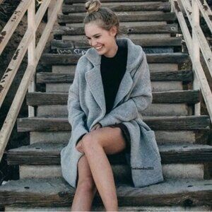 Brandy Melville Kennedy Gray Soft Wool Knit Cardigan Coat OSFM